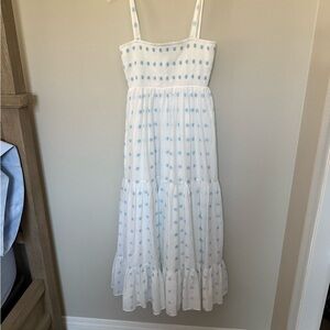 Zara White Dress with Blue Flowers